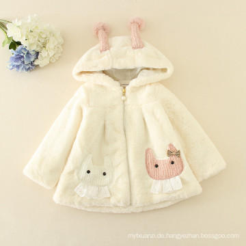 koreanische Mode kleine Mädchen schön warm halten Mädchen Kleid Kleidung mit Mini-Bogen Kinder Winterjacke, Kinder Pelzmantel